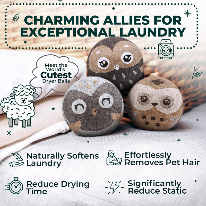 WOOLY HEROES No More Dryer Sheets! Reusable Wool Dryer Balls XL 6-Pack - Reduces Static, Cuts Dry Time, & Softens Naturally - Image 2
